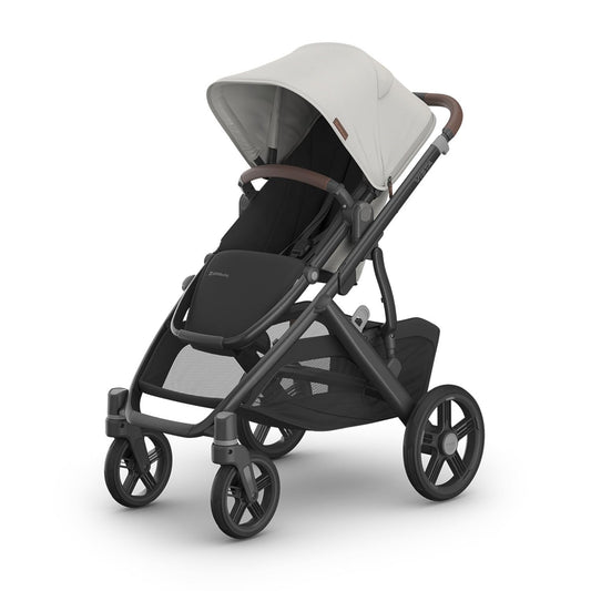 UPPAbaby Vista V3 Convertible Single-to-Double Stroller for Baby & Toddler, 30+ Configurations, Car Seat Compatible, All-Wheel Suspension, XL Basket – Savannah (Pearl Grey Jacquard/Carbon Frame)