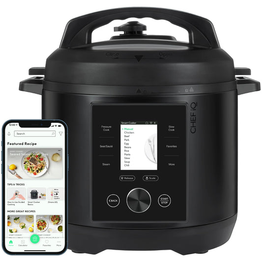 CHEF iQ Smart Pressure Cooker with WiFi and Built-in Scale - Easy-to-Use 10-in-1 Multicooker with 500+ Guided Recipes - Rice Cooker, Slow Cooker, Instant Meals for Foodies - 6 Quart - Family Size